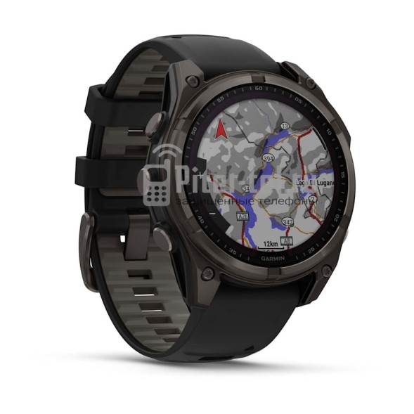 Умные часы Garmin Fenix 8 47mm Sapphire Solar Carbon Grey DLC Titanium с черным ремешком