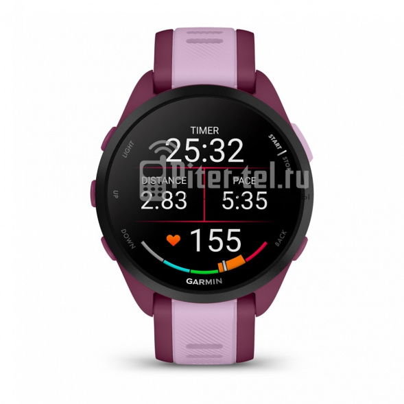 Умные часы Garmin Forerunner 165 Music лиловый c малиновым ремешком