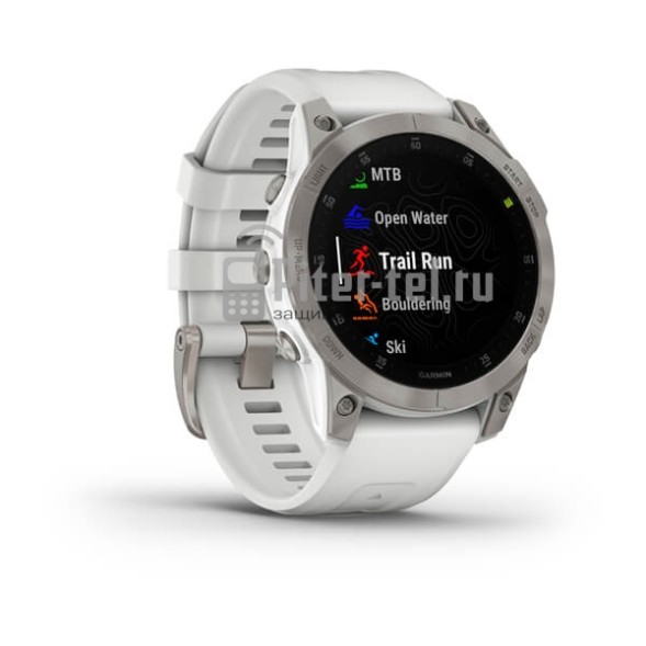 Умные часы Garmin EPIX (Gen 2) Sapphire, Титановый белый с белым ремешком