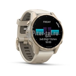 Умные часы Garmin Fenix 8 43mm Amoled Sapphire Soft Gold DLC Титановый с дымчато-серым ремешком