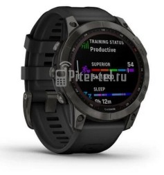 Умные часы Garmin Fenix 7S Sapphire Solar, титановый угольно-серый с черным ремешком